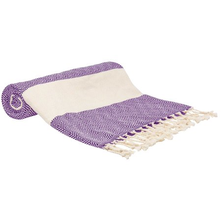 Deerlux 100% Cotton Turkish Bath Towel, 40 x 70 Diamond Peshtemal, Purple QI004004.PUR